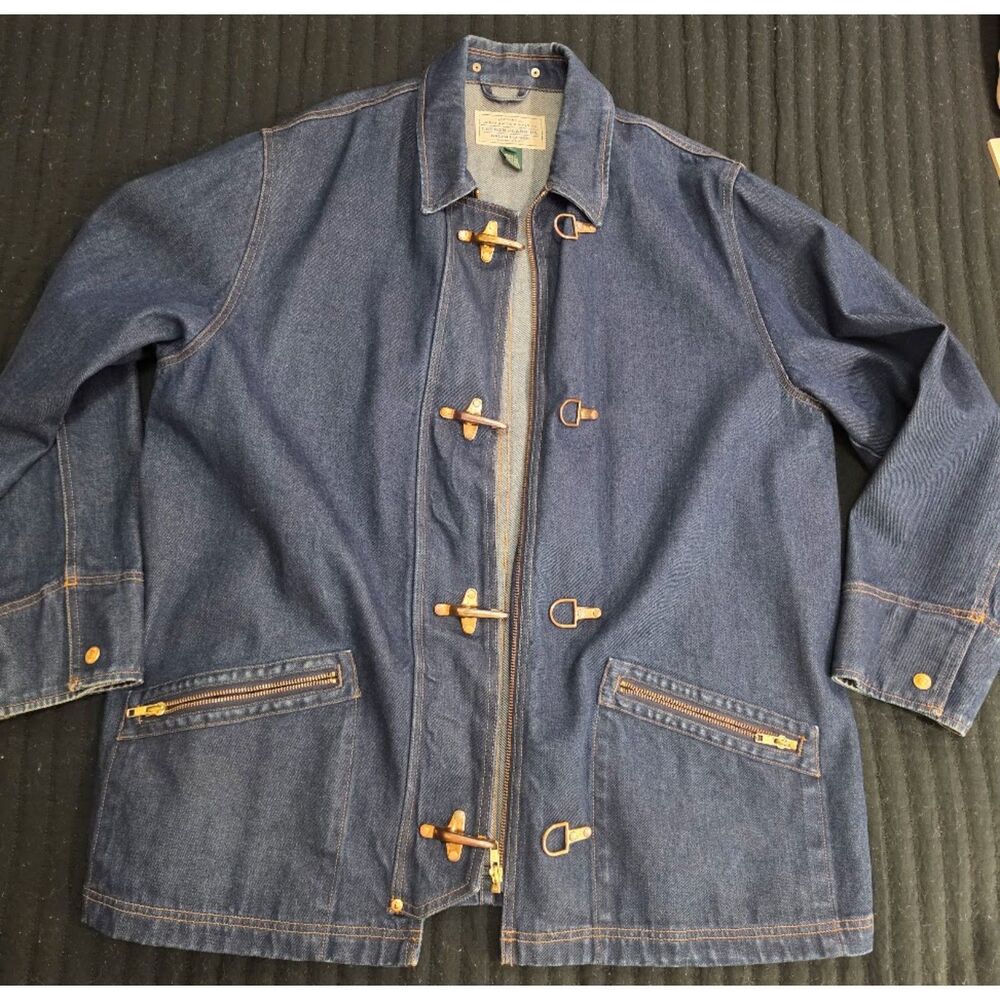 Polo Ralph Lauren Denim Fireman Clasp Jacket Size Large Vintage 90s Workwear